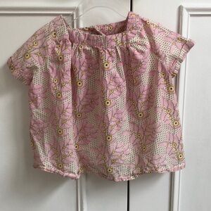 Bonton Pink Floral Blouse with Cap Sleeves